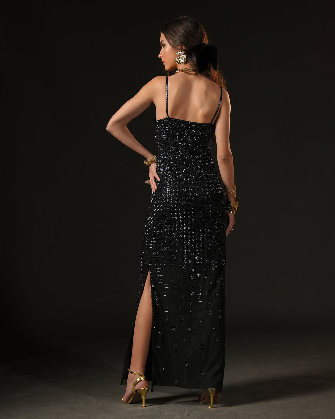 Noir Allure Slit Dress