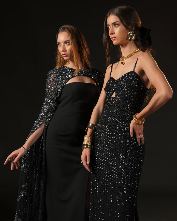 Noir Allure Slit Dress