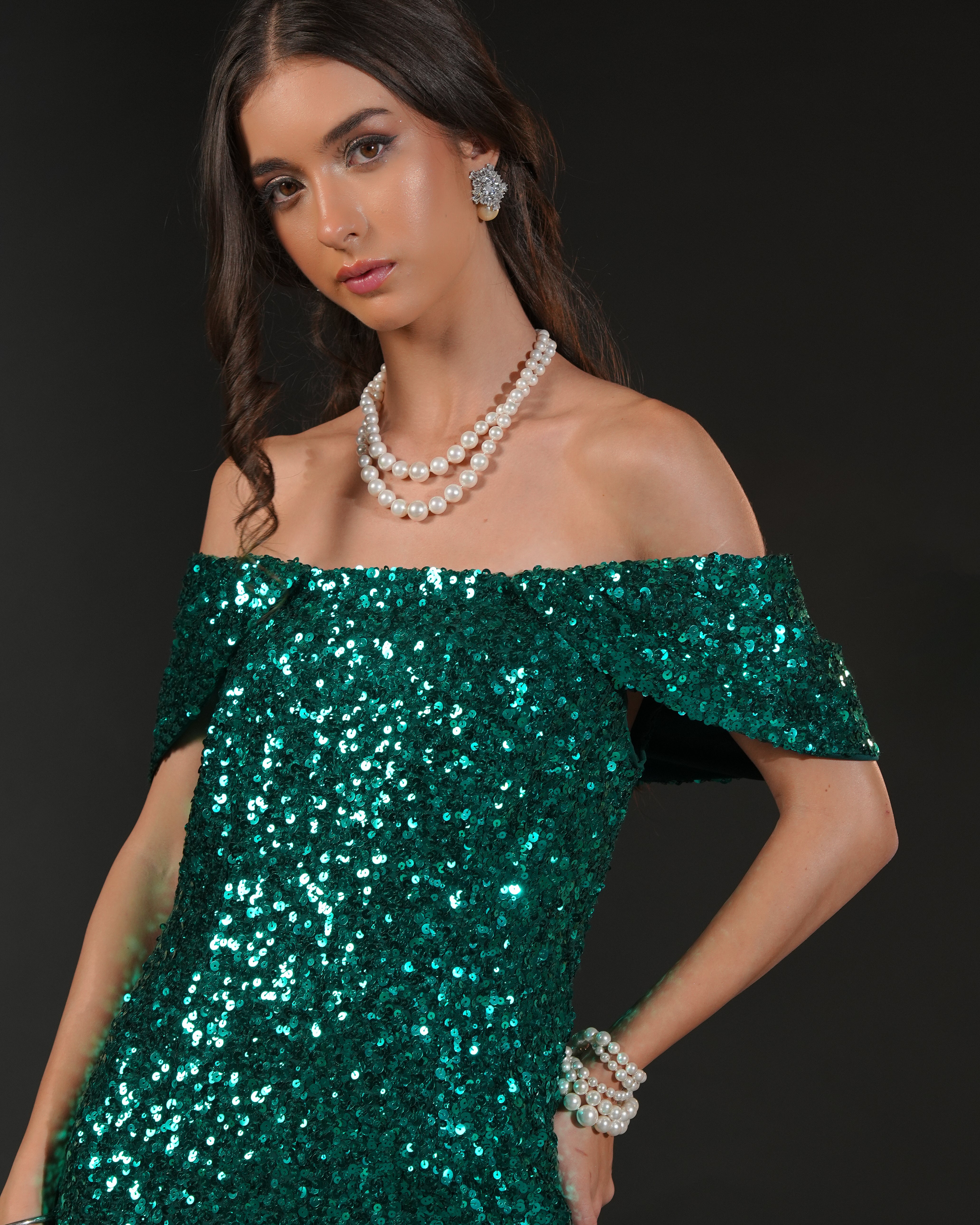 Emerald Poise Gown