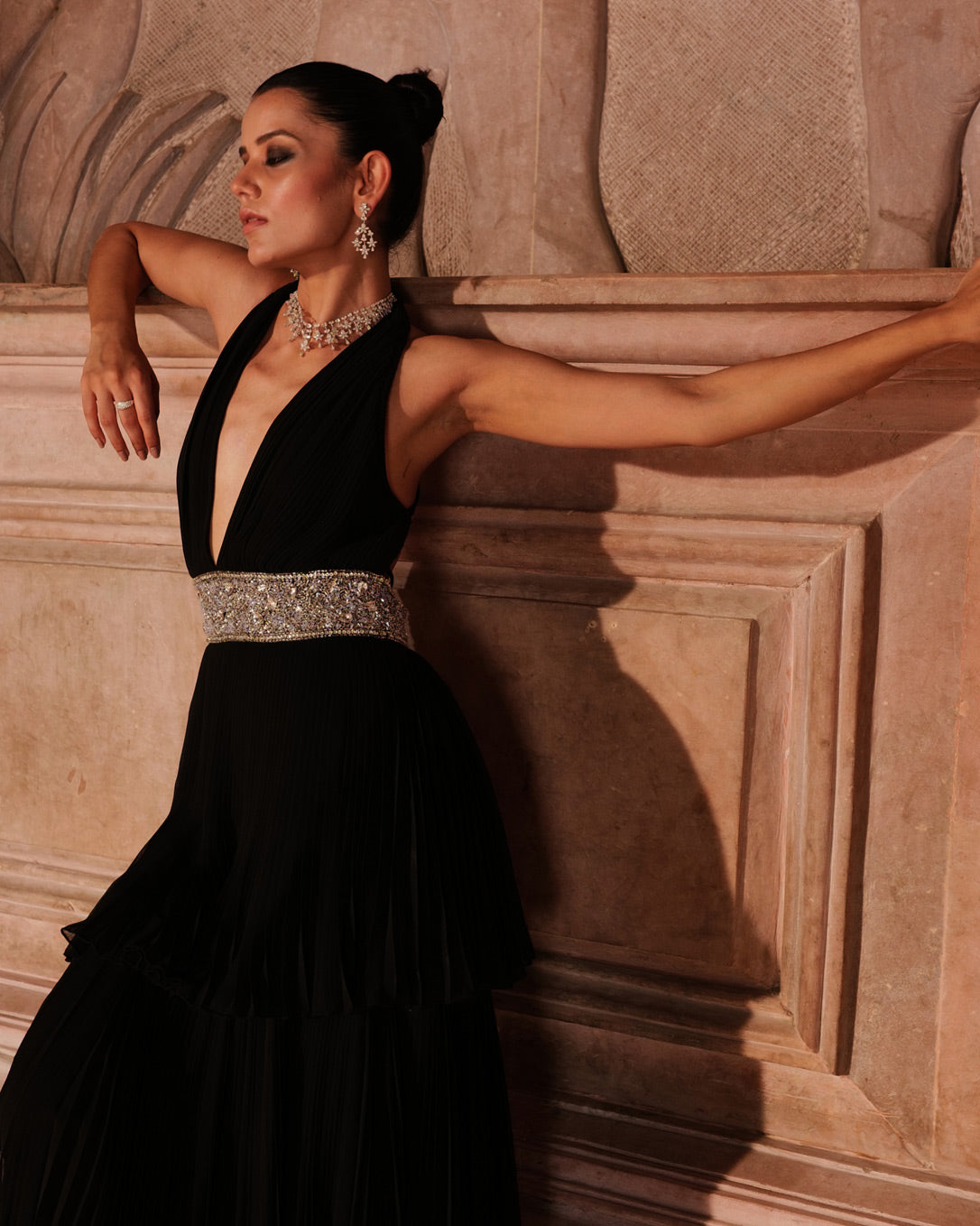 Kylie Embellished Black Gown