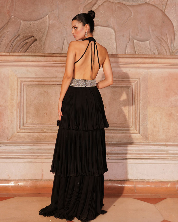 Kylie Embellished Black Gown