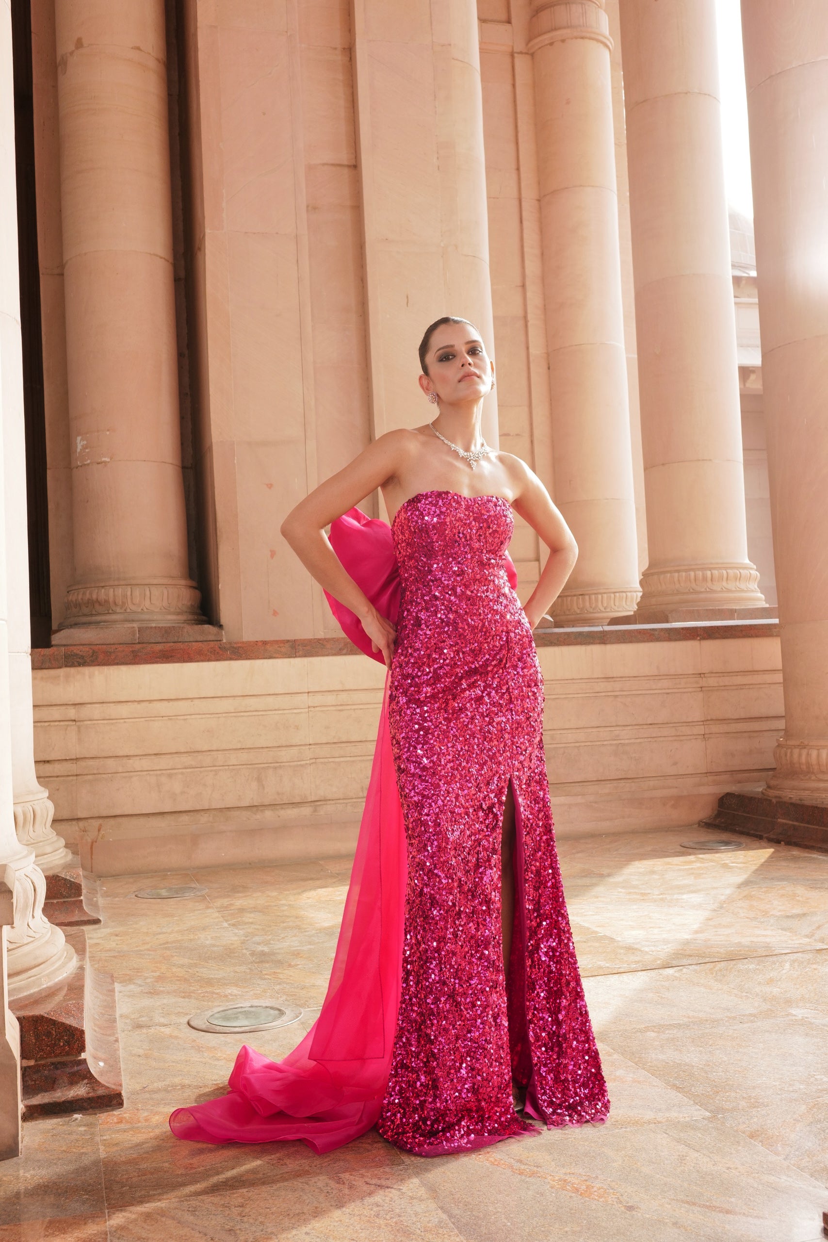 Gazelle Pink Strapless Gown