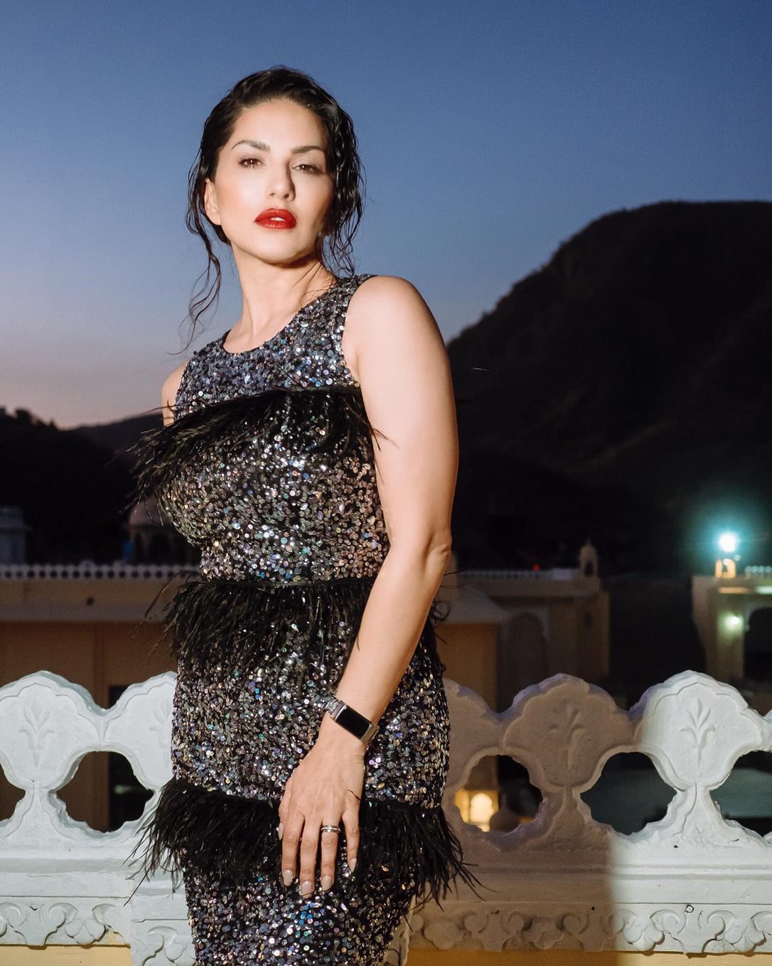 Sunny Leone in Kendal Fringe Gown