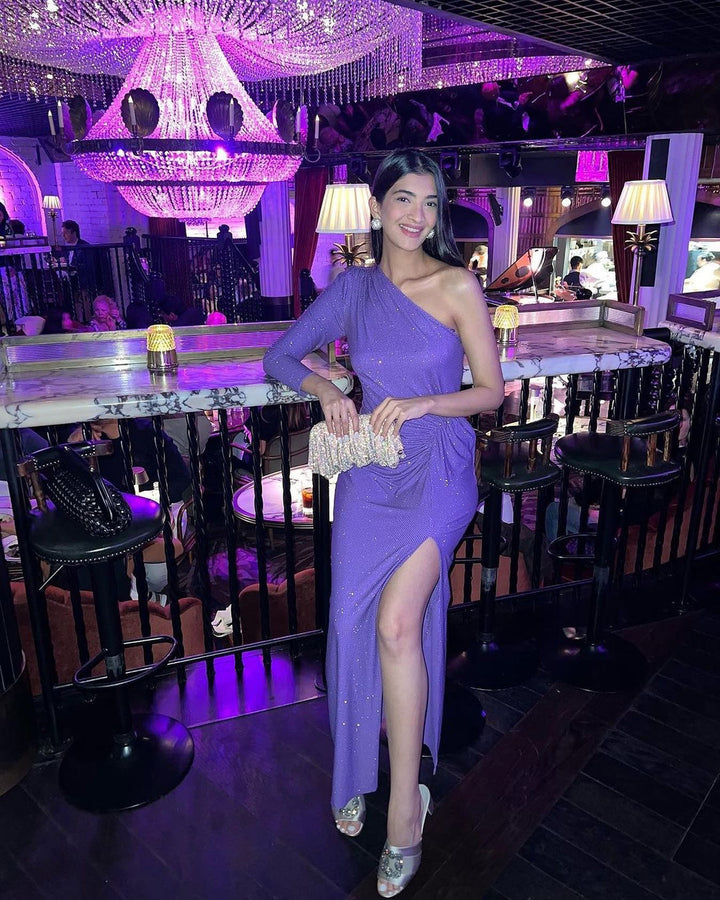 Hannah Khan in Violetta Slit Dress