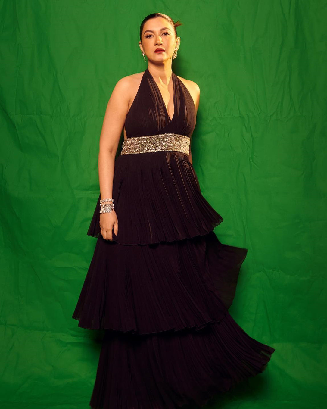Gauhar Khan in Kylie Embellished Black Gown