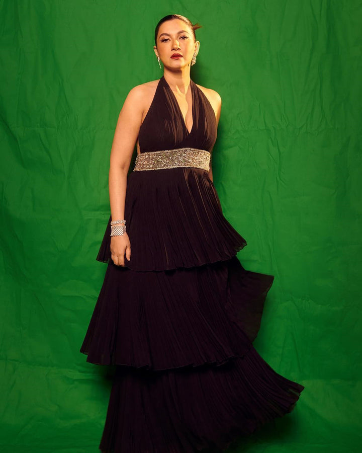 Gauhar Khan in Kylie Embellished Black Gown