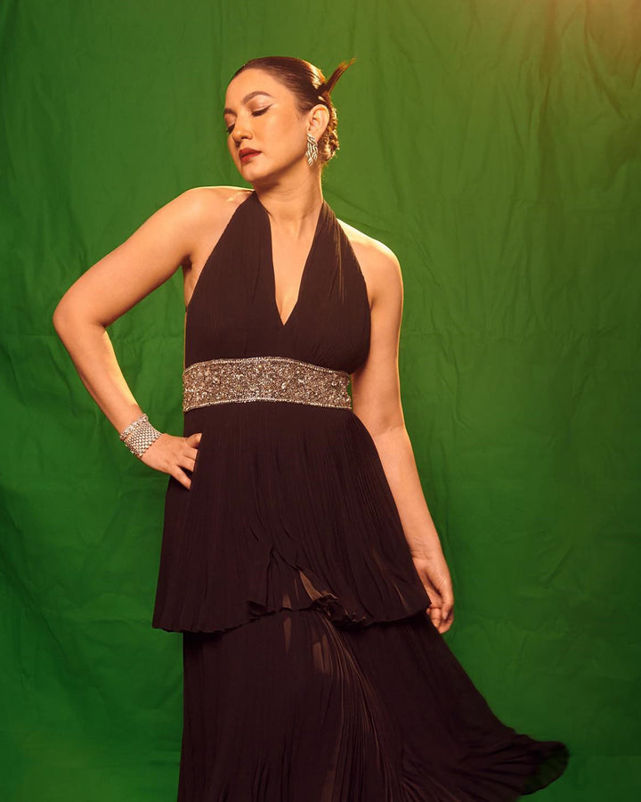 Gauhar Khan in Kylie Embellished Black Gown