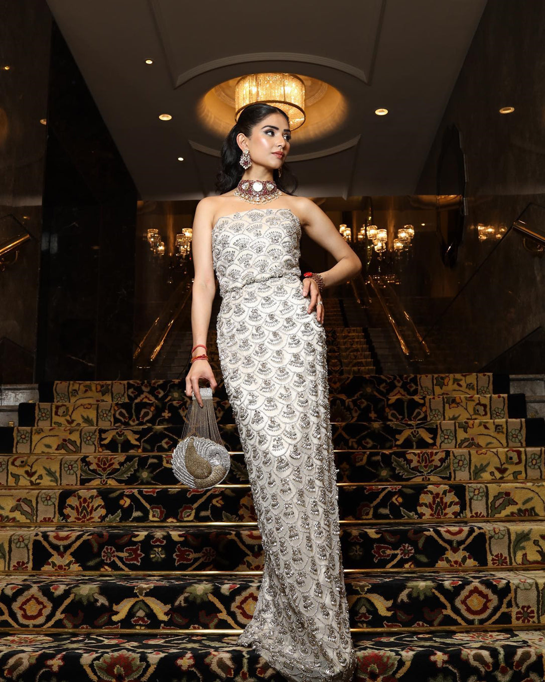 Atisha Pratap in Zurie Embellished Gown
